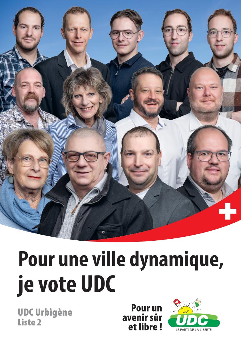 Photo de groupe des 13 candidats UDC Liste 2 pour le Conseil communal d'Orbe