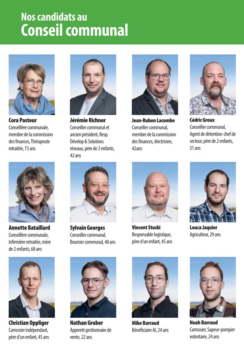 Portraits individuels des 13 candidats au Conseil communal d'Orbe UDC Liste 2